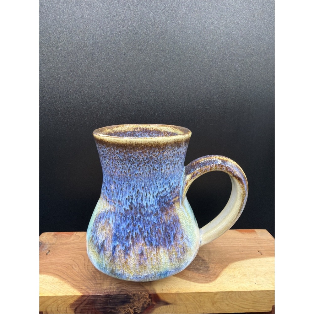 VTG Studio Pottery Handmade Ceramic 80s Drip Glaze Mug Cup Artisan Signed Foust